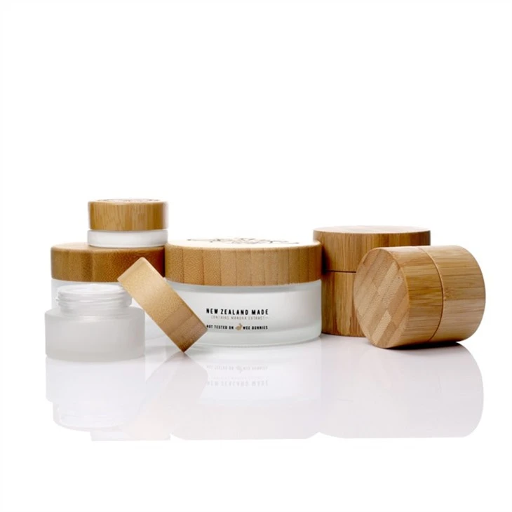 Custom Glass Natural Bamboo Cosmetic Jar